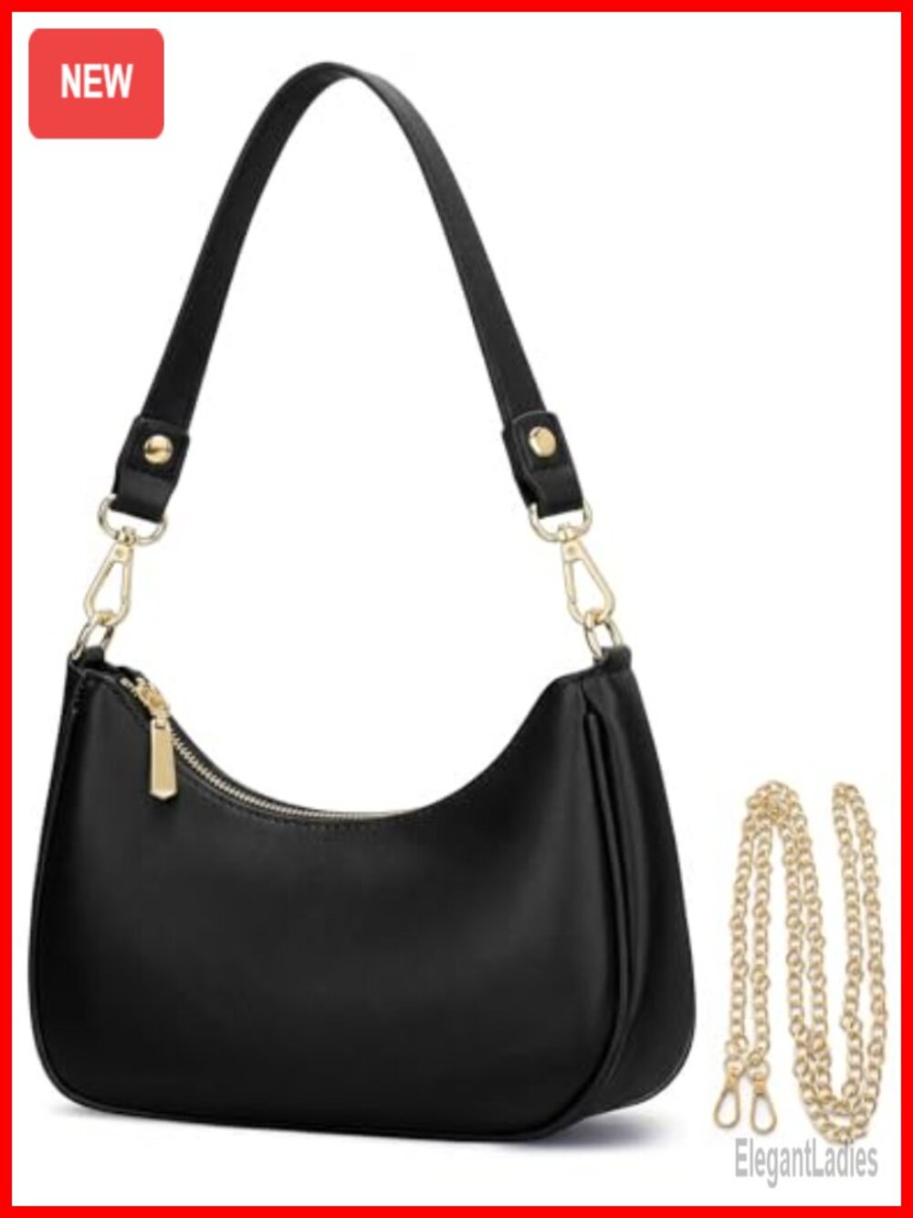 Vegan Leather Small Shoulder Bag for Women | Cute Retro Crescent Hobo Purse YKK